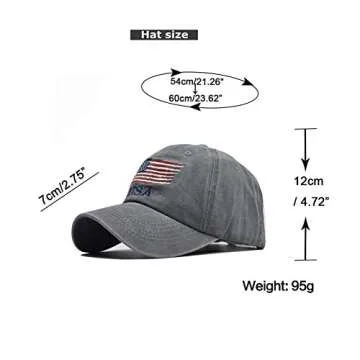 Washed American Flag Baseball Cap Retro Adjustable Sun Dad Gift Hats for Men Women Fashion Trucker Cap Unisex Black