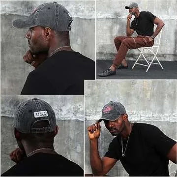Washed American Flag Baseball Cap Retro Adjustable Sun Dad Gift Hats for Men Women Fashion Trucker Cap Unisex Black