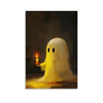 HHGaoArt Vintage Cute Halloween Ghost Canvas Wall Art