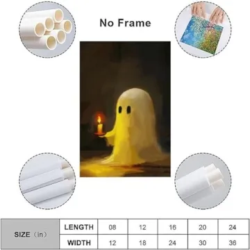 Cute Vintage Halloween Ghost Canvas Wall Art - Perfect Decor