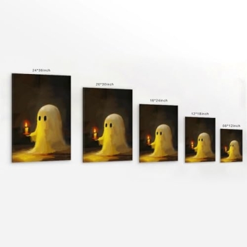 Cute Vintage Halloween Ghost Canvas Wall Art - Perfect Decor