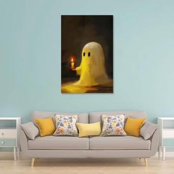 Cute Vintage Halloween Ghost Canvas Wall Art - Perfect Decor