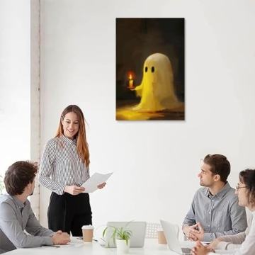 Cute Vintage Halloween Ghost Canvas Wall Art - Perfect Decor