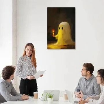 Cute Vintage Halloween Ghost Canvas Wall Art - Perfect Decor