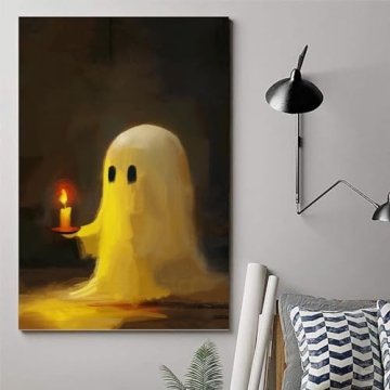 Cute Vintage Halloween Ghost Canvas Wall Art - Perfect Decor