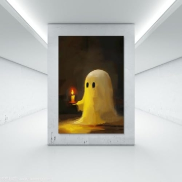 Cute Vintage Halloween Ghost Canvas Wall Art - Perfect Decor