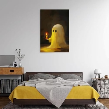 Cute Vintage Halloween Ghost Canvas Wall Art - Perfect Decor
