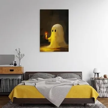 Cute Vintage Halloween Ghost Canvas Wall Art - Perfect Decor