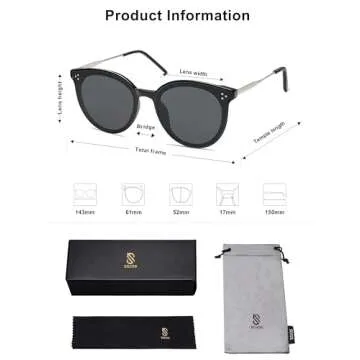 SOJOS Classic Trendy Round Sunglasses Womens Mens Oversized Large Shades UV400 Vacation Sunnies SJ2068, Black/Grey