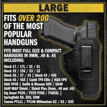Relentless Tactical The Defender Leather IWB Holster | Made in USA | Fits Glock 17 19 19X 22 26 43 4...
