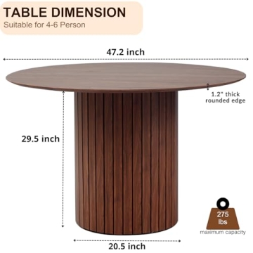 Lecafur 47 Inch Round Modern Kitchen Dining Table