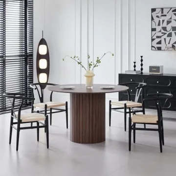 Lecafur 47 Inch Round Modern Kitchen Dining Table