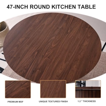 Lecafur 47 Inch Round Modern Kitchen Dining Table
