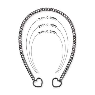 ADEMISHIA Heart O-ring Slip Chain Necklace For Women, Handmade Punk Gothic Cuban Necklace Jewelry Adjustable Lariat Y-Necklace (Black, 29")