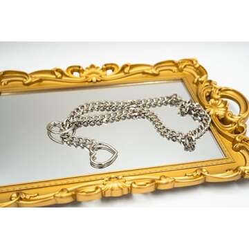 ADEMISHIA Heart O-ring Slip Chain Necklace For Women, Handmade Punk Gothic Cuban Necklace Jewelry Adjustable Lariat Y-Necklace (Black, 29")