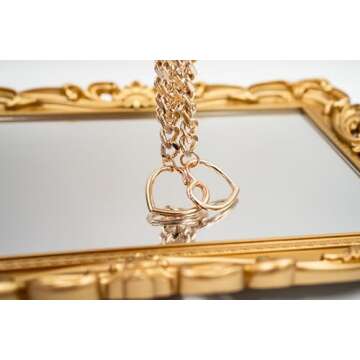 ADEMISHIA Heart O-ring Slip Chain Necklace For Women, Handmade Punk Gothic Cuban Necklace Jewelry Adjustable Lariat Y-Necklace (Black, 29")