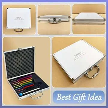 TENFLY Solfeggio Tuning Fork Set - 9 Tuning Forks Perfect for DNA Healing, Chakra, Sound Therapy, Multicolour，with Exquisite Aluminum Gift Box(174 Hz, 285 Hz, 396 Hz, 417 Hz, 528 Hz, 639 Hz etc)