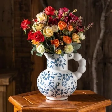 Charming Blue and White Vintage Ceramic Vase for Decor