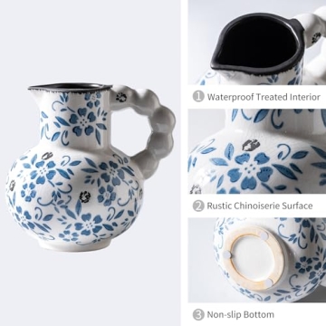 Charming Blue and White Vintage Ceramic Vase for Decor