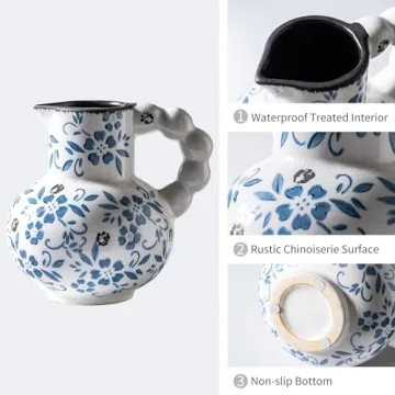 Charming Blue and White Vintage Ceramic Vase for Decor