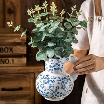 Charming Blue and White Vintage Ceramic Vase for Decor