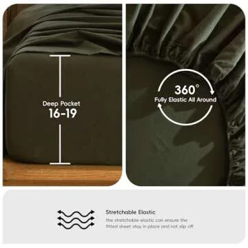 MooMee Bedding Sheet Set 100% Washed Cotton Linen Like Textured Breathable Durable Soft Comfy (Olive Green, Queen)