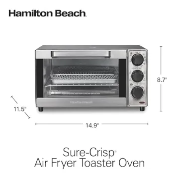 Hamilton Beach Air Fryer Oven, Fits 9” Pizza, 4 Slice Capacity