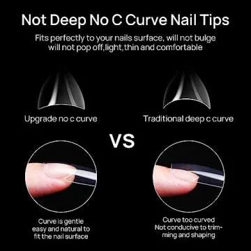 504 Pcs Xxl Stiletto Nail Tips For Acrylic Nails Long Clear False Nails Tips Half Cover Tapered Nail Extension Nail Art Home Diy Nail Salon 12 Sizes