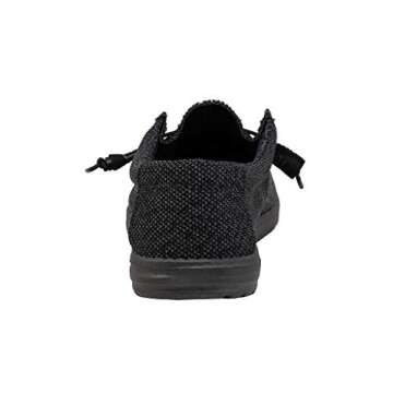 Hey Dude Men's Wally Sox Micro Total Black Size 13 | Men’s Shoes | Men's Lace Up Loafers | Comfortable & Light-Weight