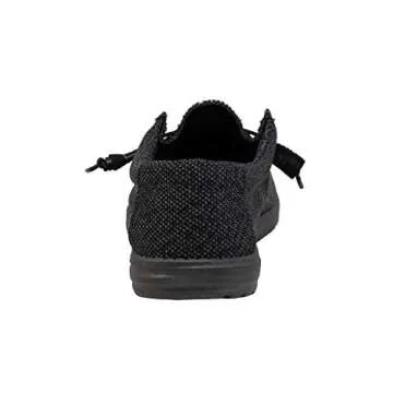 Hey Dude Men's Wally Sox Micro Total Black Size 13 | Men’s Shoes | Men's Lace Up Loafers | Comfortable & Light-Weight