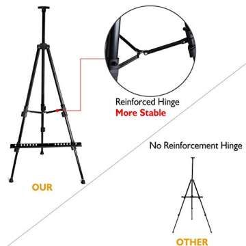 72" Folding Adjustable Easel Stand for Art Displays