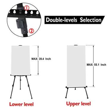72" Folding Adjustable Easel Stand for Art Displays