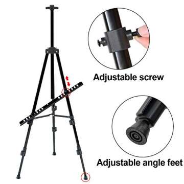 72" Folding Adjustable Easel Stand for Art Displays
