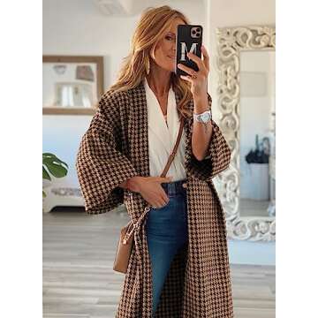 miduo Stylish Oversized Houndstooth Women’s Coat