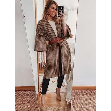 miduo Stylish Oversized Houndstooth Women’s Coat