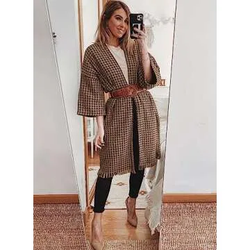 miduo Stylish Oversized Houndstooth Women’s Coat