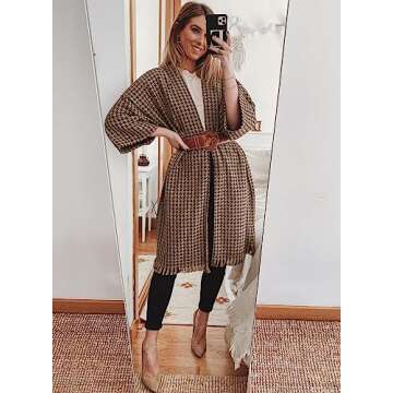 miduo Stylish Oversized Houndstooth Women’s Coat