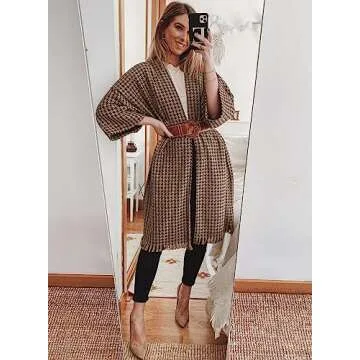 miduo Stylish Oversized Houndstooth Women’s Coat