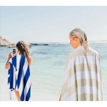 WILFA Extra Large Beach Towel - Oversized Mircofiber Beach Towel 40'' x 70'', XL Striped Lightweight Pool Towel, Big Cabana Swim Travel Towel for Adults Mens Women,Beige