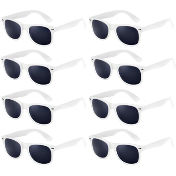 Neon Colors Party Favor Supplies Unisex Sunglasses Pack of 8 (White)