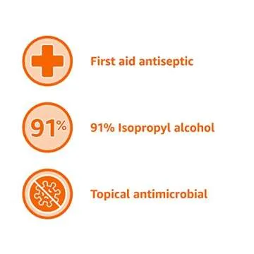 Amazon Basics 91% Isopropyl Alcohol First Aid Antiseptic, Unscented, 16 Fl oz, 1-Pack