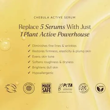 True Botanicals Chebula Active Serum | Optimizes Skins Collagen Levels | Anti-Aging Serum | Treats Fine Lines & Wrinkles | All Skin Types | Dermatologist Tested, All Natural, Vegan | 1 fl oz | 30 ml