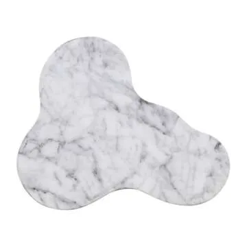 Tov Furniture White Marble Side Table - Modern Slab 18"