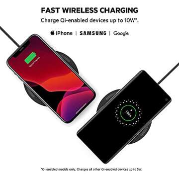 Belkin Quick Charge Wireless Charging Pad - 10W Qi-Certified Charger Pad for Apple iPhone, Samsung G...