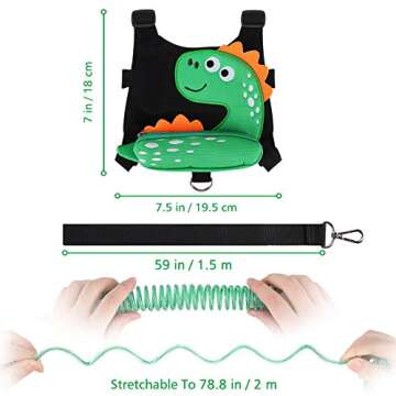 Accmor 3 in 1 Toddler Harness Leash with Dinosaur Design for Kids' Safety