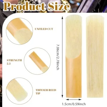 Premium Alto Saxophone Reeds, 10-Pack 2.5 Strength, Ideal for Musicians