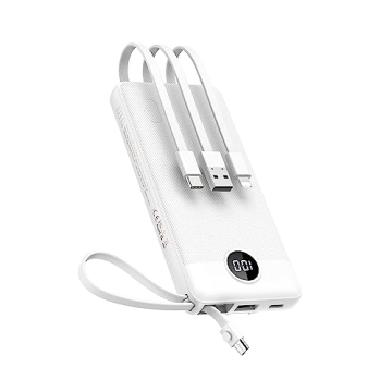 VEEKTOMX Portable Charger 10000mAh with Built in Cables, USB C Power Bank for Travel