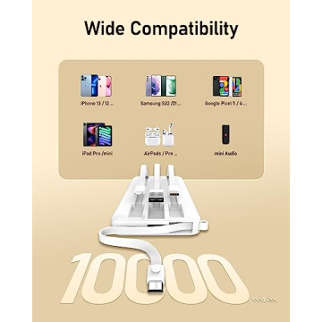 VEEKTOMX Portable Charger 10000mAh with Built-in Cables