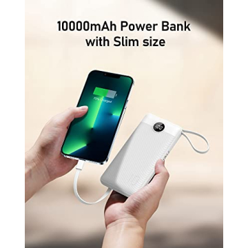 VEEKTOMX Portable Charger 10000mAh with Built-in Cables