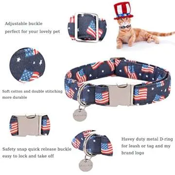 Patriotic American Flag Dog Collar with Bow Tie